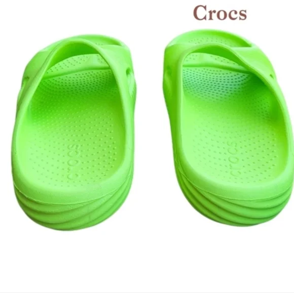 Crocs Recovery Sandal Mellow Tide Lime Green Neon Slide Slip Waterproof Women 9 - Picture 4 of 12